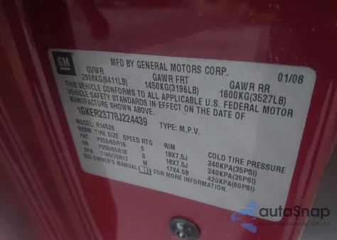 2008 GMC Acadia Slt-1 from USA, damaged, VIN 1GKER23778J224439